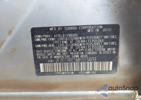 2021 Subaru Crosstrek Sport from USA, damaged, VIN JF2GTHRC5MH313409